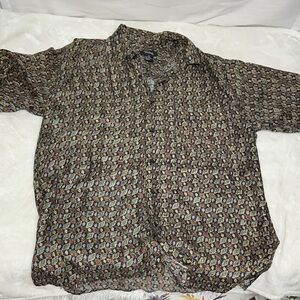 Volare Silk Patterned 100% Silk Button Down Shirt